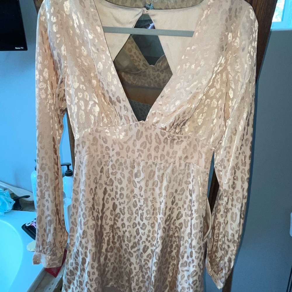 Blush Leopard Print Long Sleeve Dress